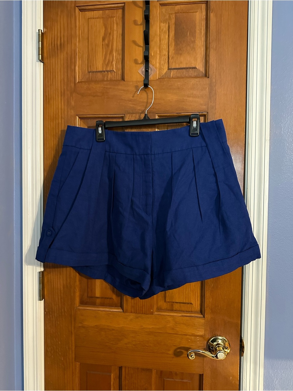 FARM Rio High-Waist Pleated Shorts in Royal Blue